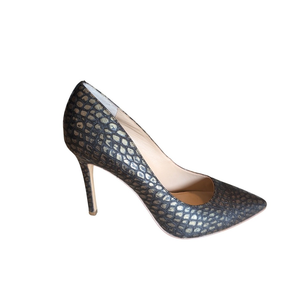 Botkier New York Marcella Pumps Gold Black Snakeskin Embossed Leather‎ Heels 8.5